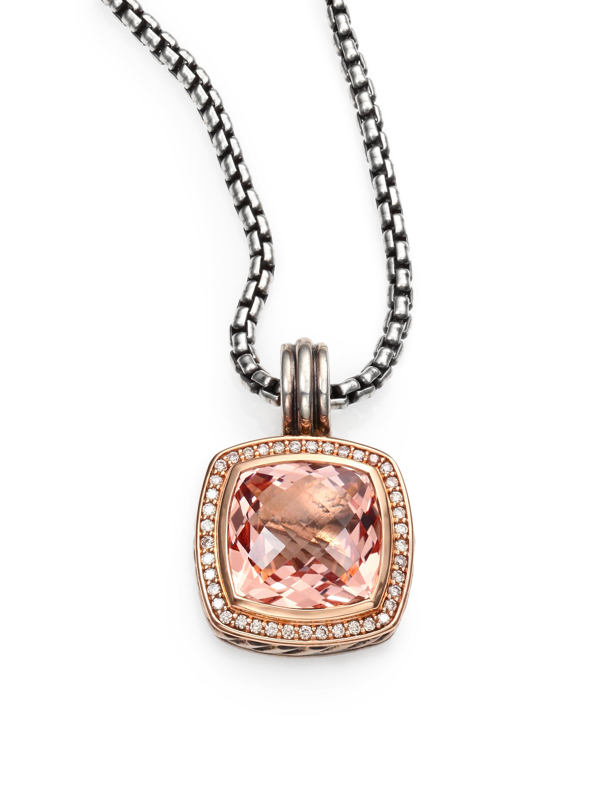 David Yurman Diamond 18k Rose Gold Sterling Silver Enhancer