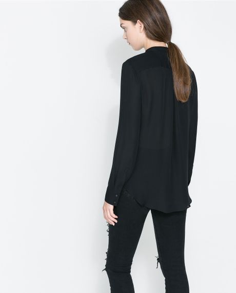 black silk blouse zara