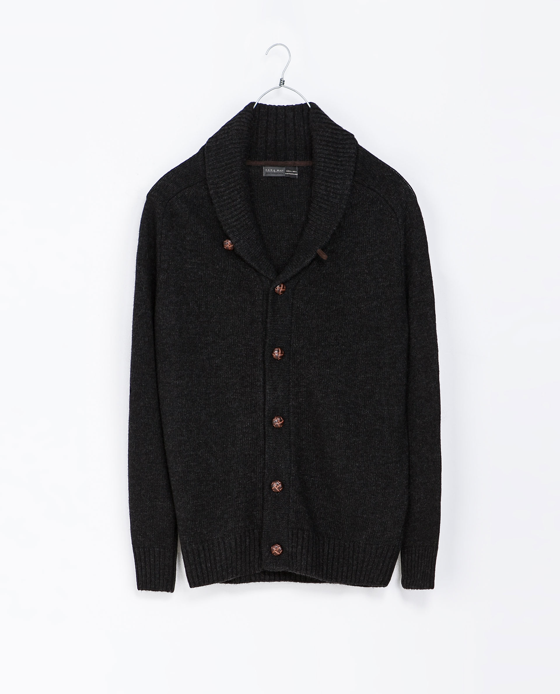 Zara Cardigan with Shawl Collar and Leather Elbow Patches in Gray for