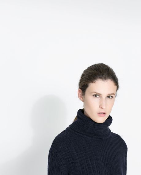 Zara Reversible Knit Sweater in Blue (Navy blue) | Lyst