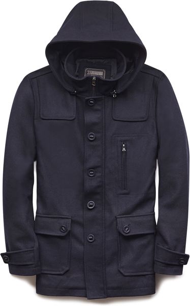 Forever 21 Wool-Blend Hooded Parka in Blue for Men (NAVY) | Lyst