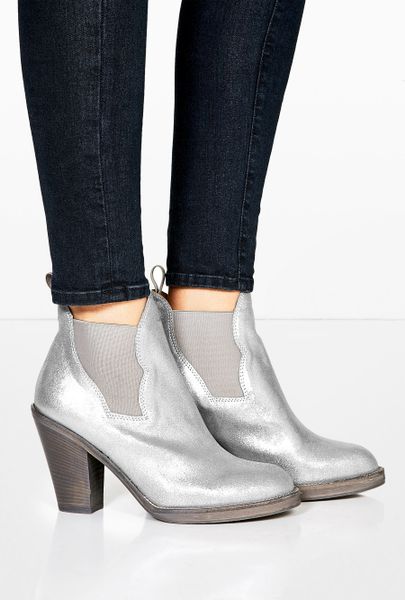 silver sparkly ankle boots