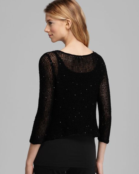 Eileen Fisher Sequin Chainmail Knit Sweater in Black Lyst