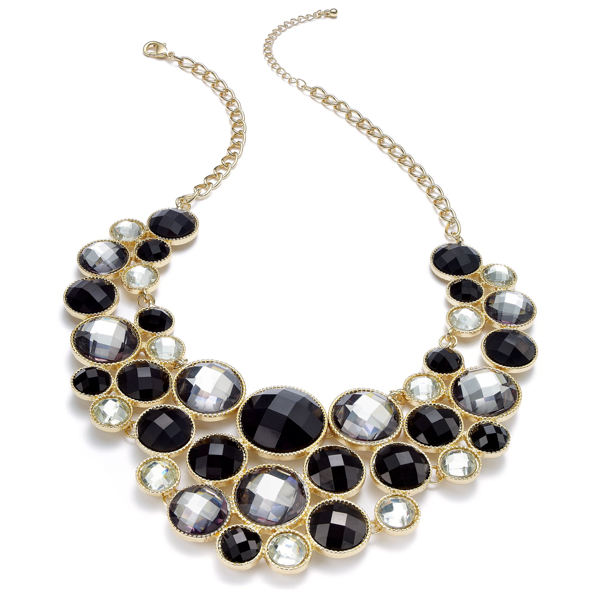 Inc International Concepts Goldtone Jet Round Stone Bib Necklace in 