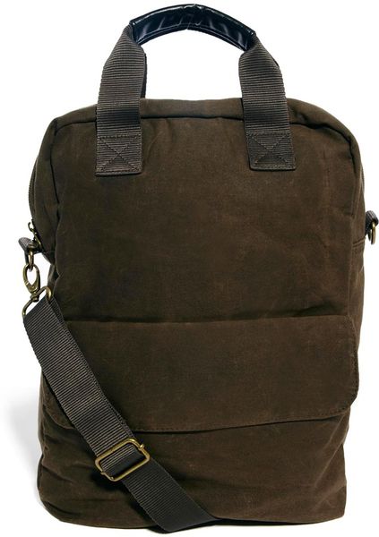 Asos Messenger Bag In Waxed Canvas In Khaki For Men Lyst