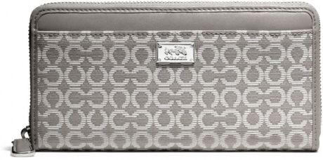 Coach Madison Accordion Zip Wallet in Needlepoint Op Art Fabric in Gray (SILVER/LIGHT GREY) | Lyst