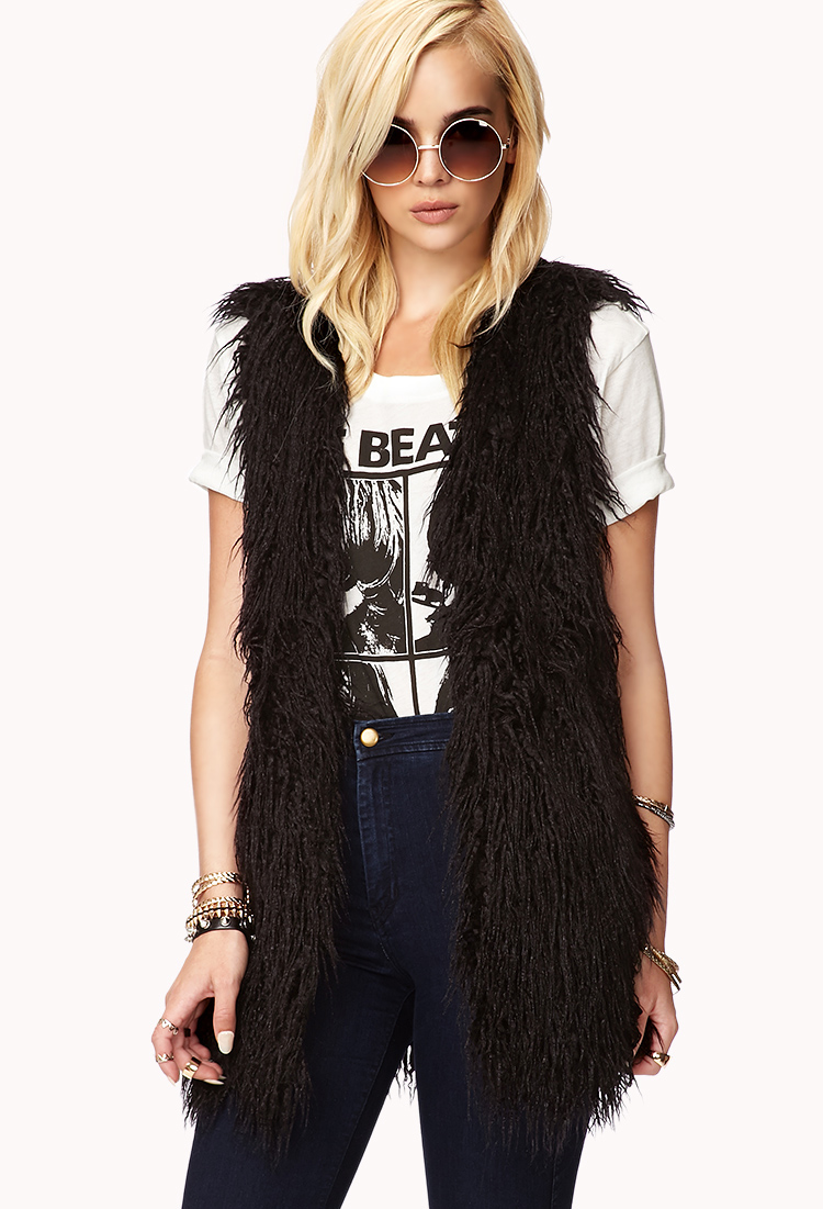 Forever 21 Citychic Faux Fur Vest in Black | Lyst