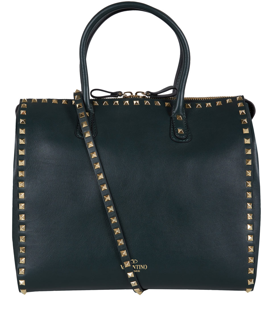 Valentino Dark Green Rockstud Tote Bag in Green Lyst
