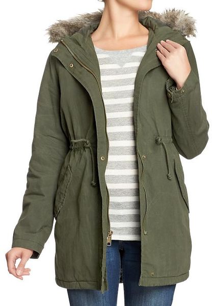 Old Navy Cinchwaist Canvas Coat in Green (Basil Pesto) | Lyst