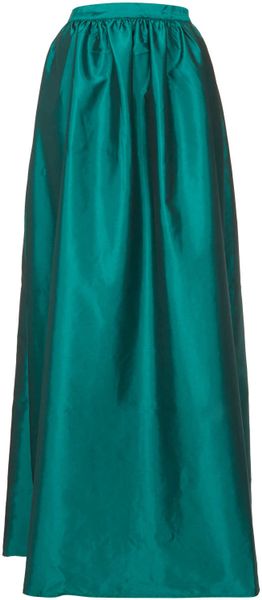 Topshop Green Full Satin Maxi Skirt In Green Lyst