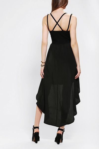 Urban Outfitters Reverse Studded Lattice Highlow Dress in Black | Lyst
