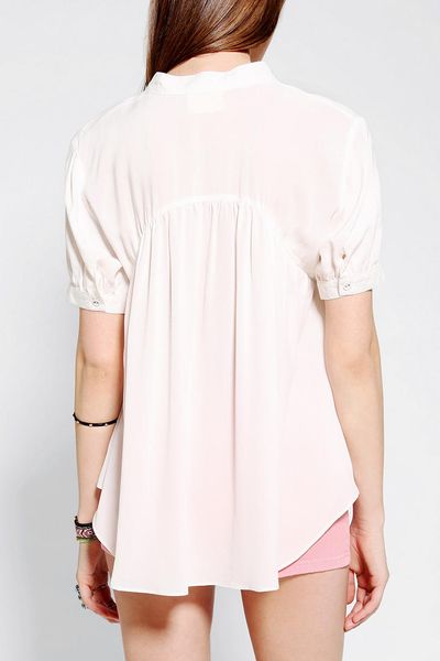 Urban Outfitters Pins and Needles Button Down Babydoll Shirt in White ...