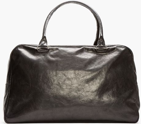 Ann Demeulemeester Black Buffed Leather Large Duffle Bag in Black for Men | Lyst