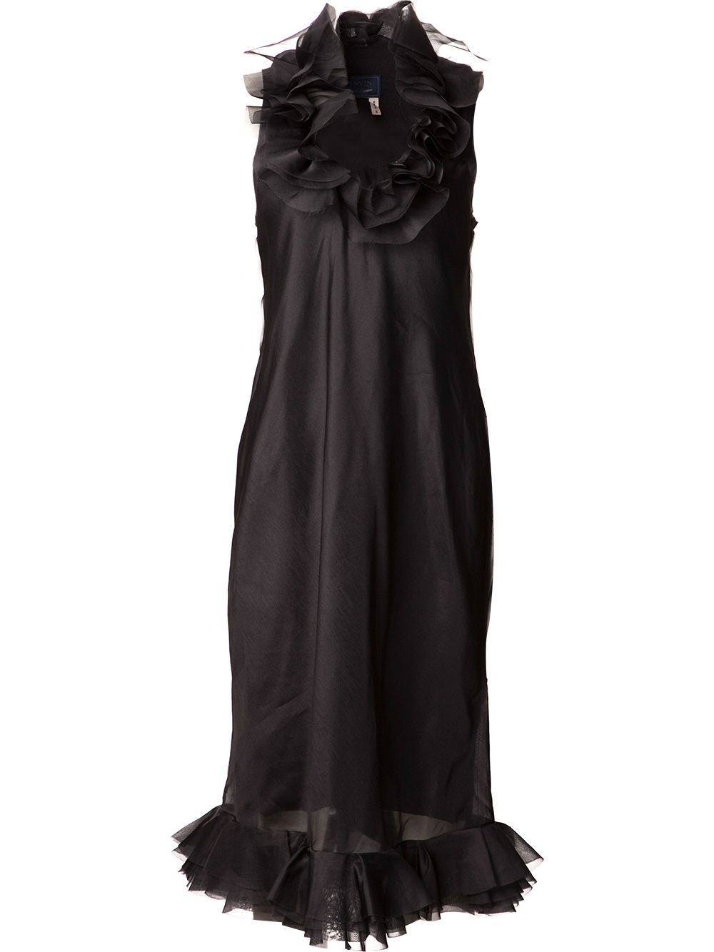 Lanvin Ruffle Trim Dress in Black Lyst