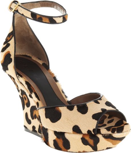 Marni Leopard Ponyhair Platform Sandal in Brown (leopard) - Lyst