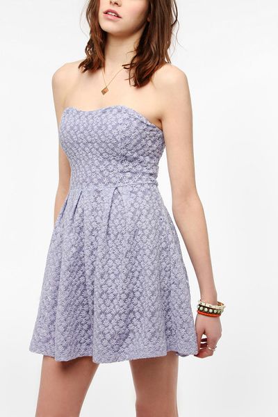 Urban Outfitters Cooperative Floral Mesh Strapless Skater Dress in