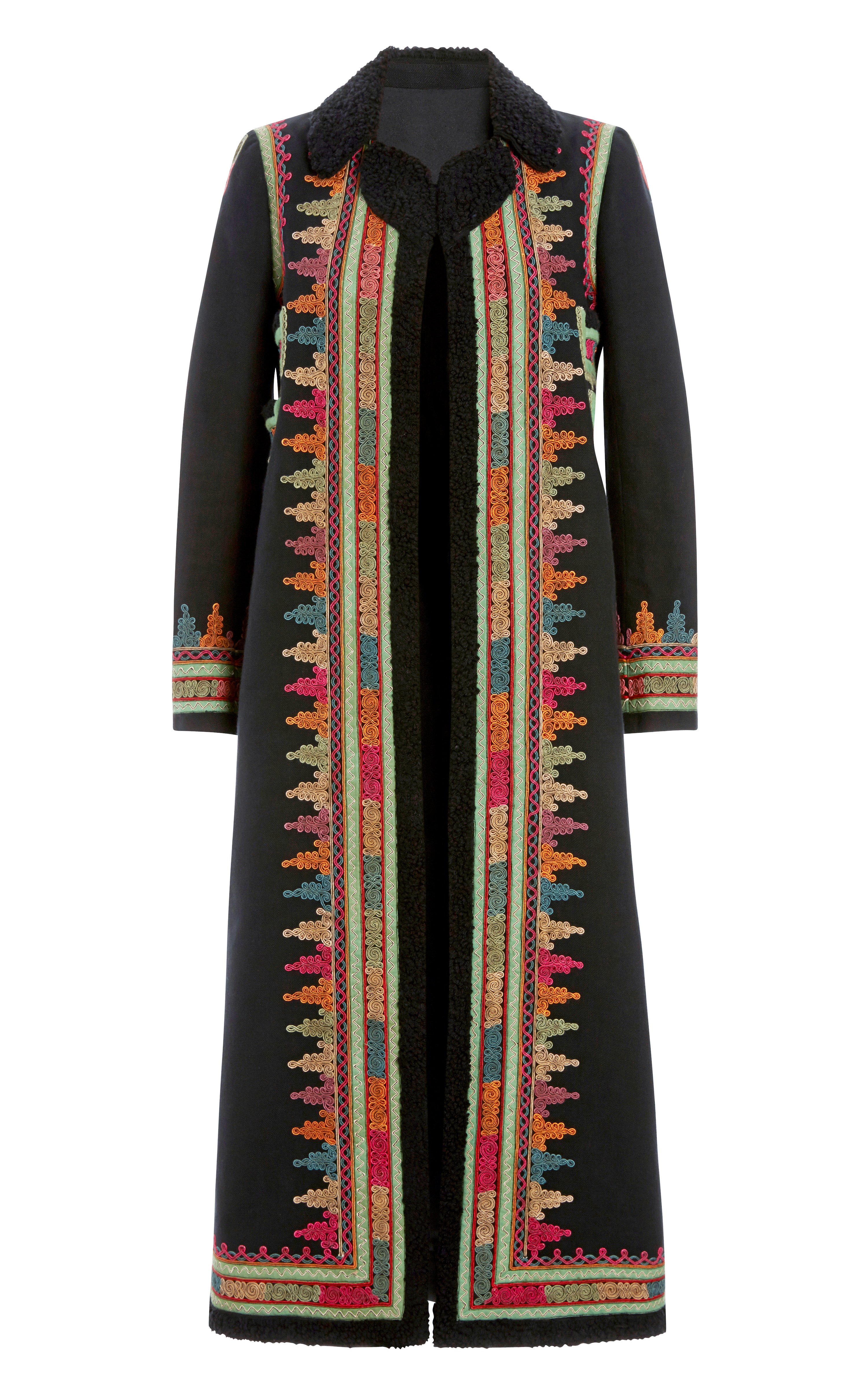 Valentino Cotton Canvas Long Coat with Ticket Pocket and Embroidery in