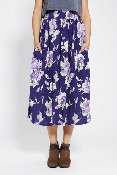 Urban Outfitters Urban Renewal Floral Jersey Knit Skirt in Purple ...