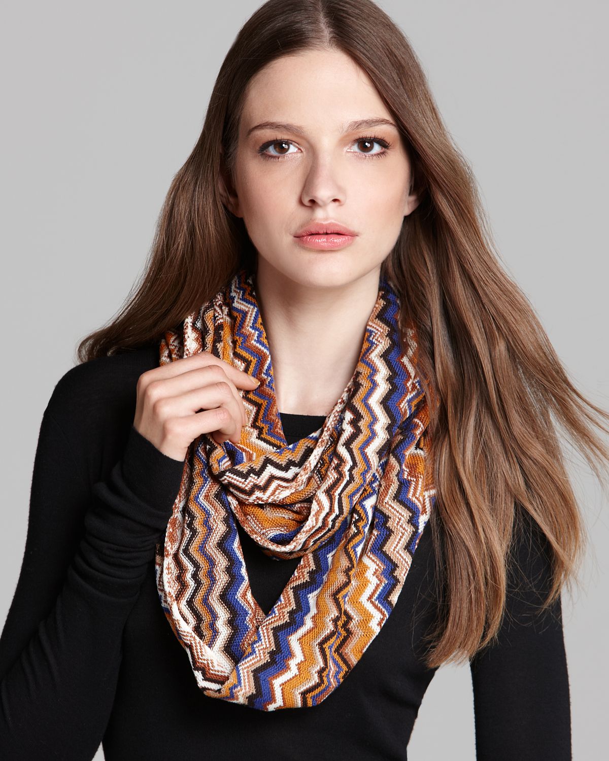 Missoni Lightweight Wool Loop Scarf in Blue (Blue/Orange/Brown) Lyst