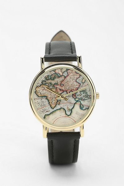 Urban Outfitters Around The World Leather Watch in Black | Lyst