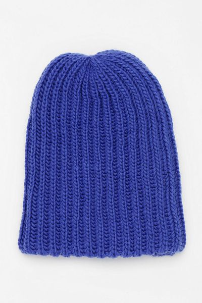 Urban Outfitters Cozy Rib Knit Slouchy Beanie in Blue | Lyst