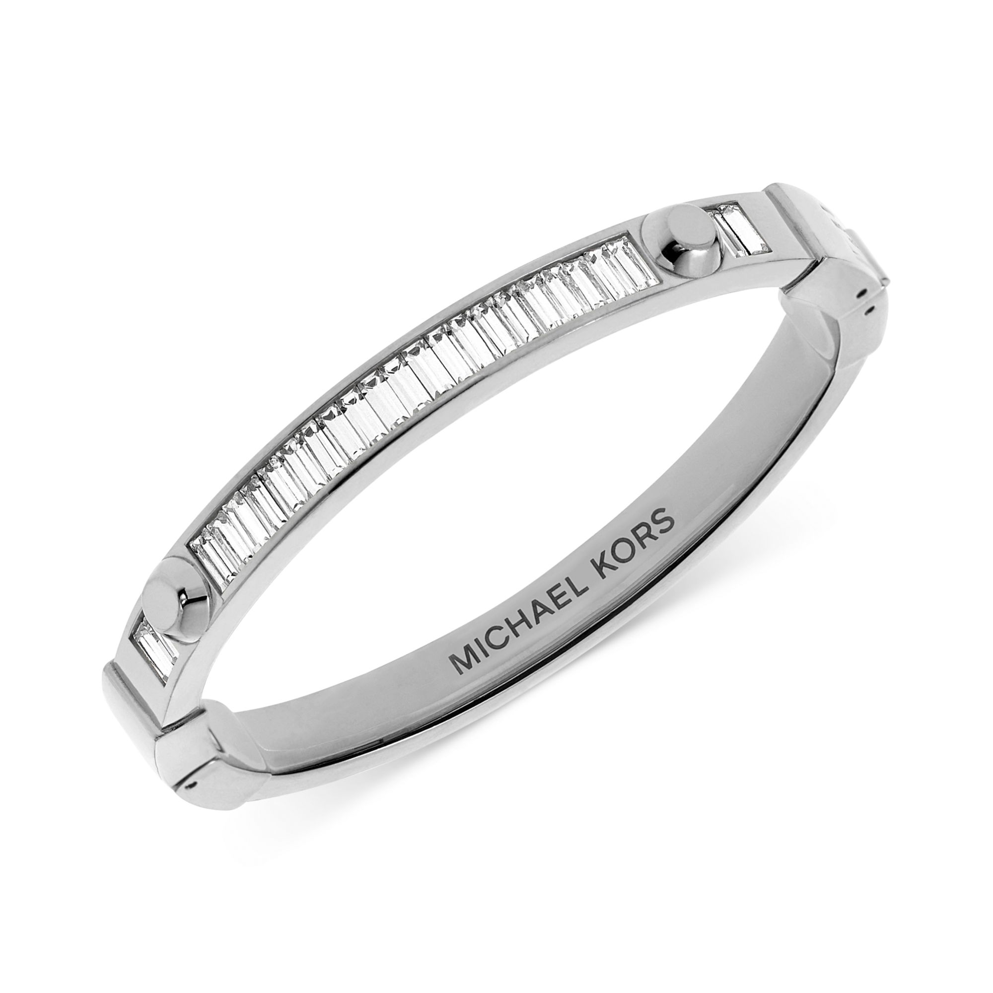 Michael Kors Silvertone Crystal Baguette Cuff Bracelet in Silver (No ...