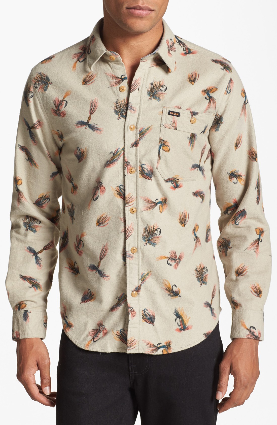 Volcom Harry Print Pattern Cotton Shirt in Gray for Men (Grey Vintage