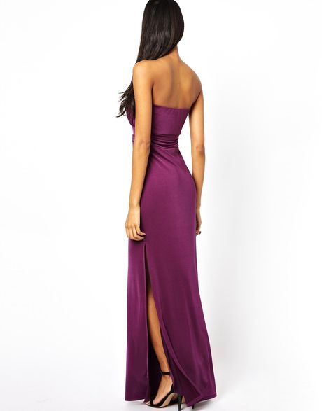 Asos Lipsy Bandeau Maxi Dress with Embellishment in Purple