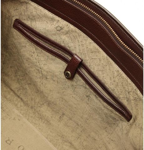 men's brown leather garment weekender bag