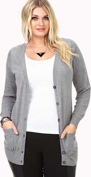 Forever 21 V-Neck Cardigan in Gray (HEATHER GREY) | Lyst