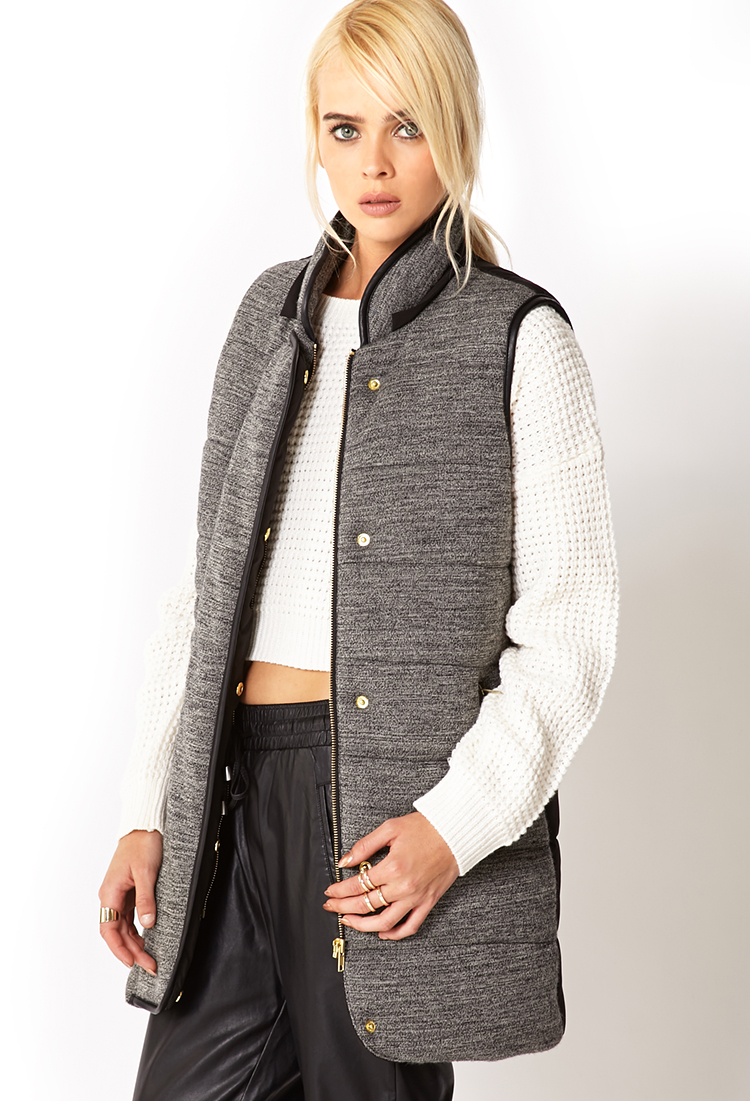 Forever 21 Refined Puff Vest in Gray (CHARCOALBLACK)
