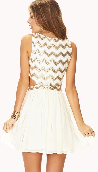 Forever 21 Showstopper Sequin Cutout Dress in Gold (Creamgold)