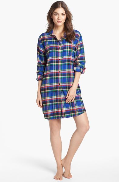 Lauren By Ralph Lauren Flannel Nightshirt in Blue (Fair Hills Country ...