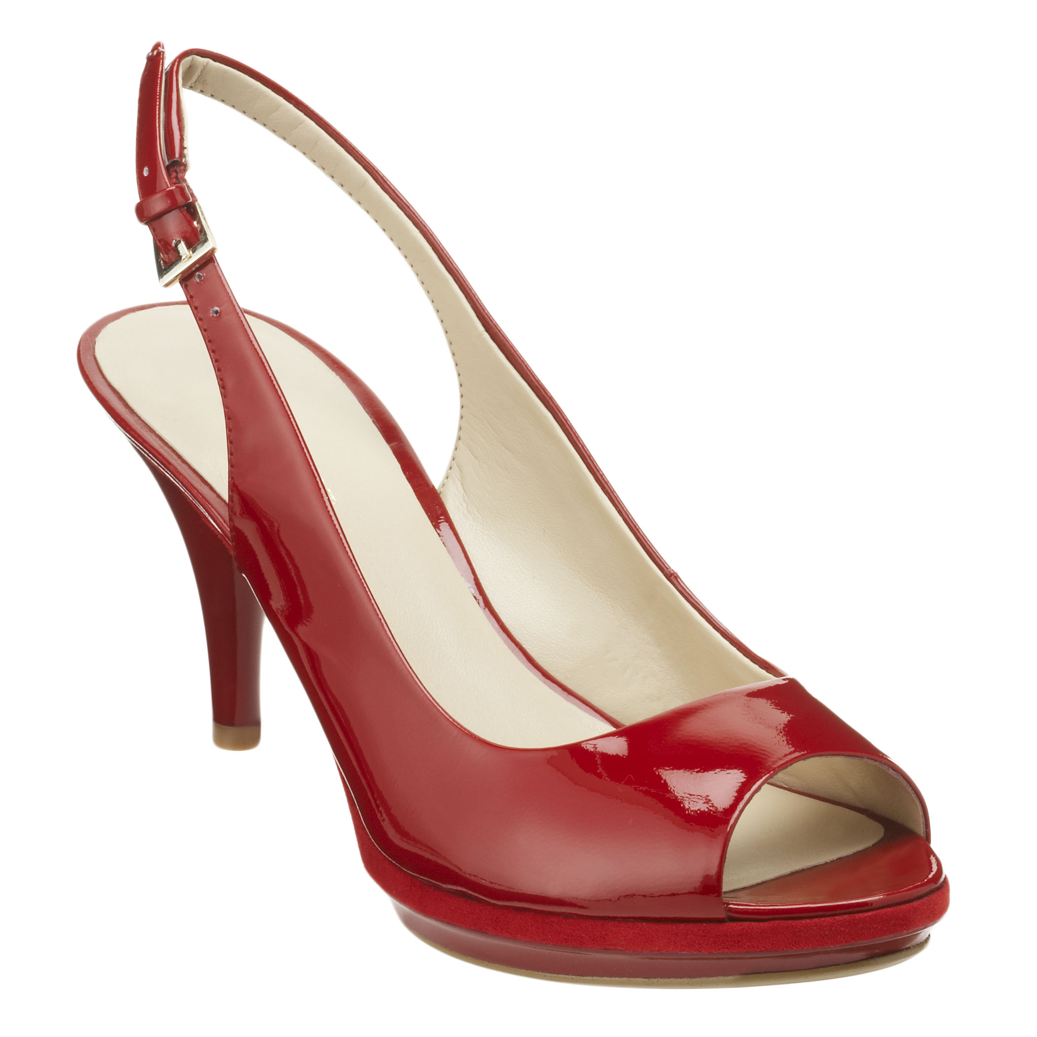 Nine West Sharina Midheel Peep Toe Slingback In Red Lyst