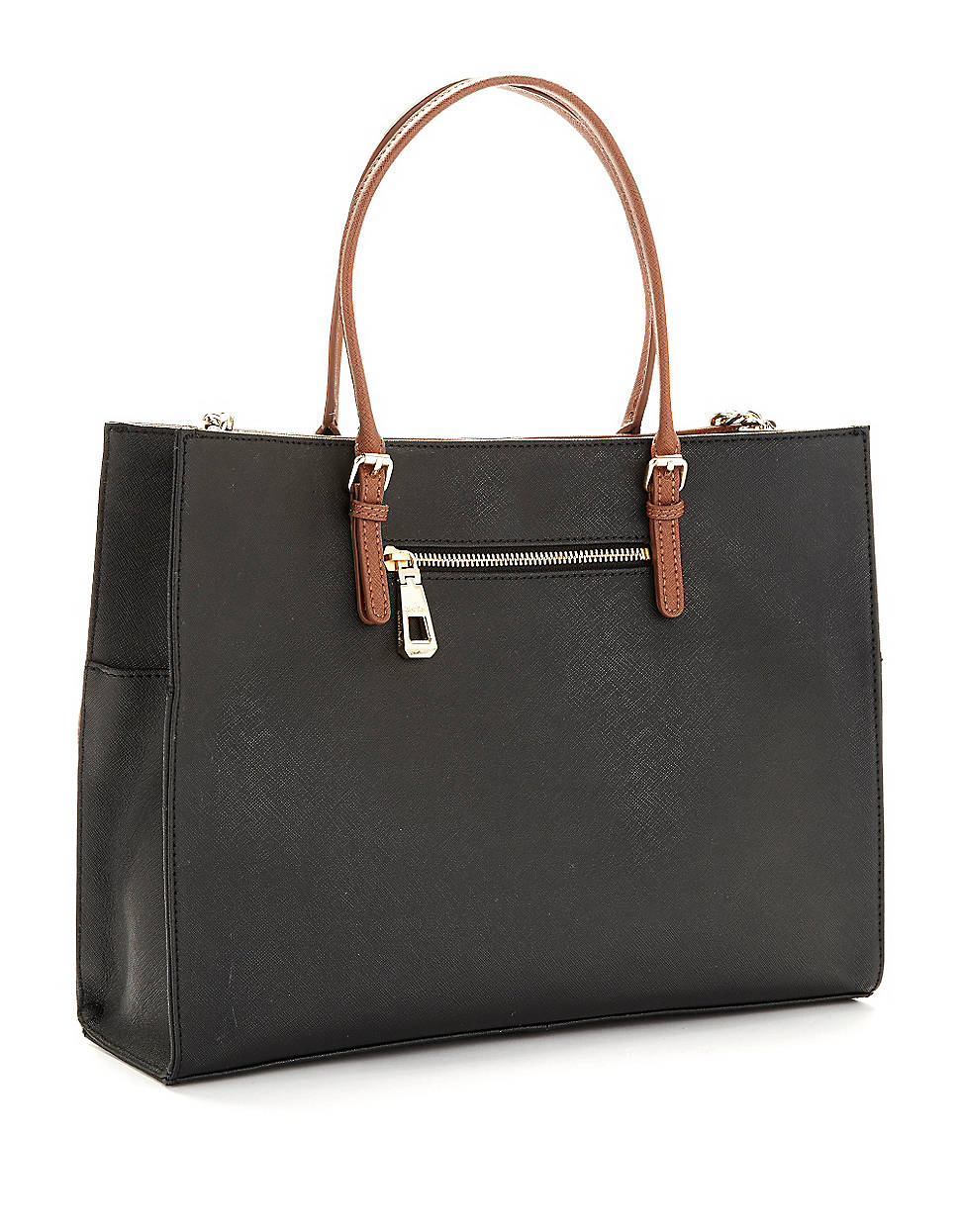 Calvin Klein Leather Satchel Handbag in Black | Lyst