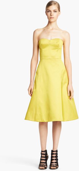 Jason Wu Duchesse Satin Aline Cocktail Dress in Yellow (Anise) - Lyst