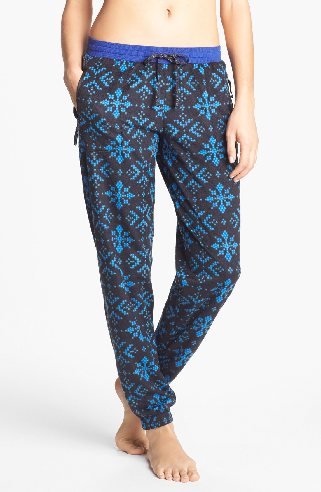 Kensie Chilled Out Fleece Ski Pajama Pants in Blue (Black Snowflake) Lyst