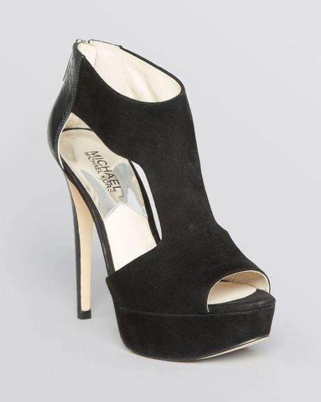 ... Michael Kors Leighton High Heel Peep Toe Platform Sandals in Black