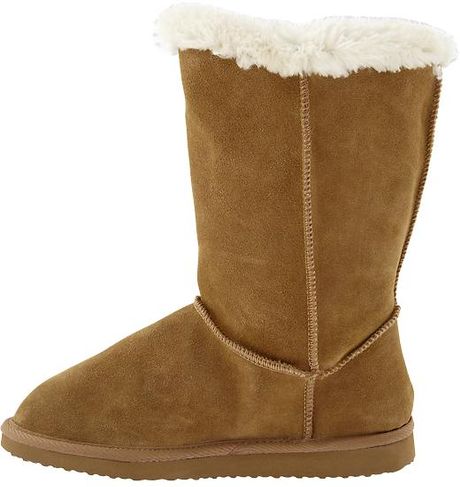 Old Navy Suede Cozy Boots in Beige (Camel)