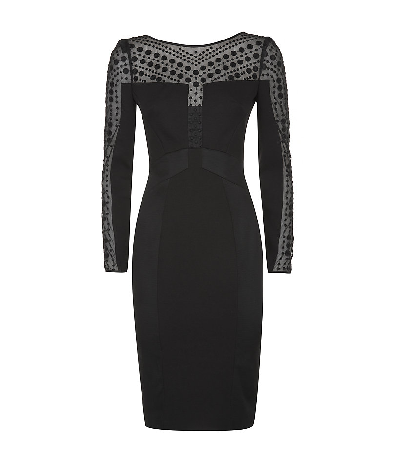 Karen Millen Polka Dot Embroidery Dress in Black Lyst