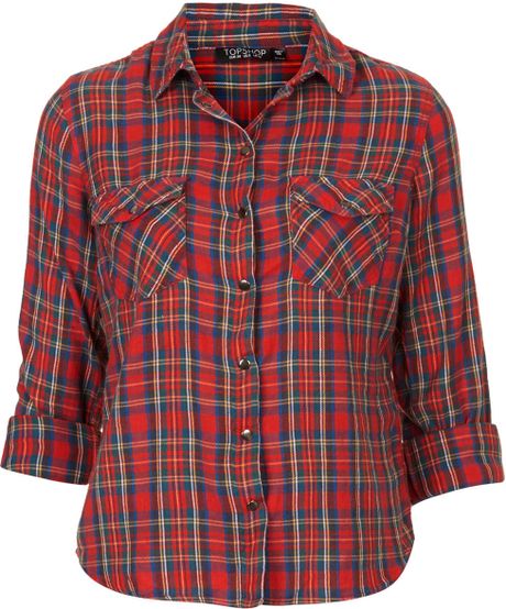 topshop red check shirt