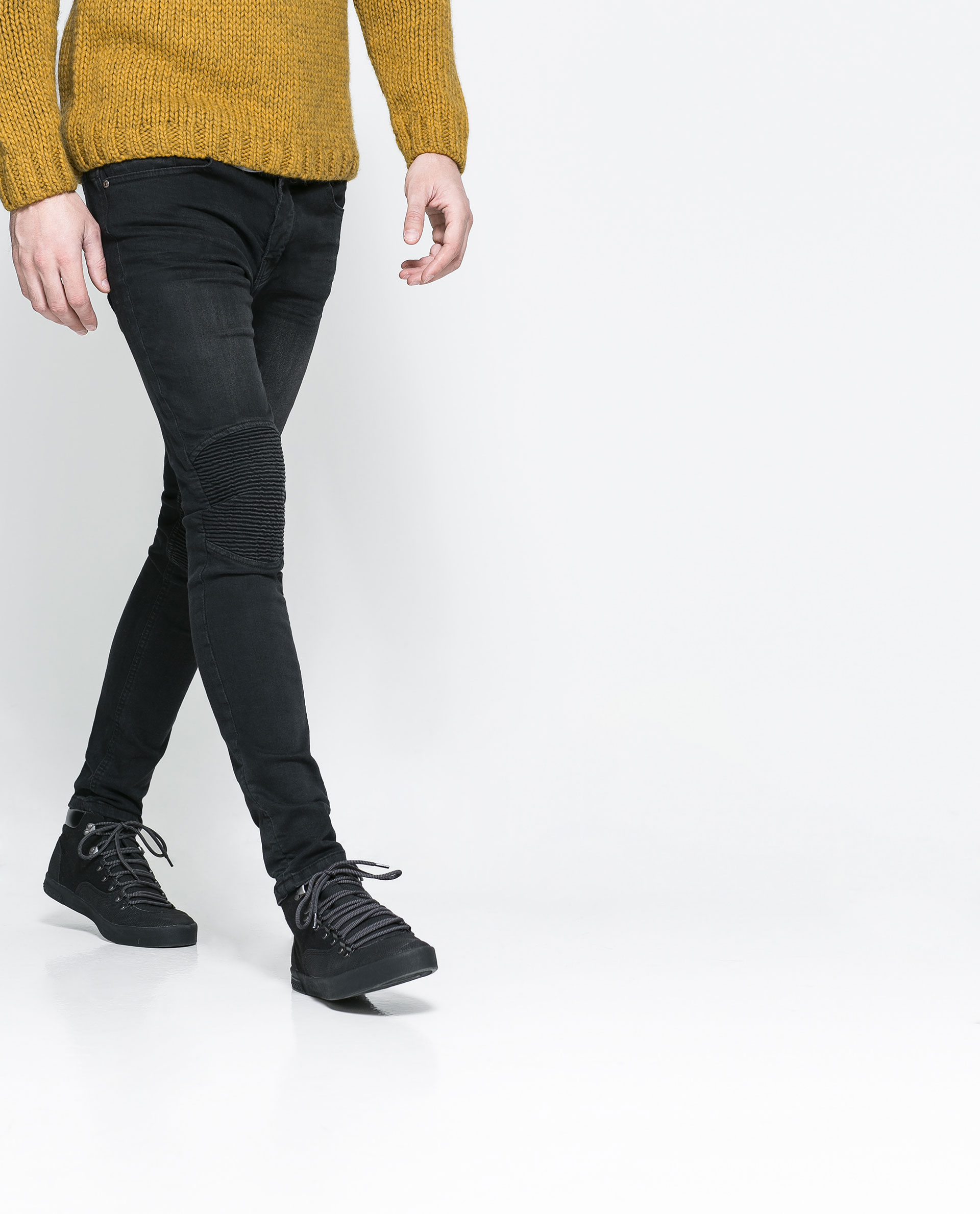 Zara Jeans with Bikerstyle Knee Patches in Black for Men Lyst