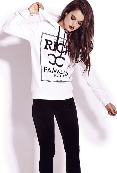 Forever 21 Rich and Famous Hoodie in White (Ivoryblack)