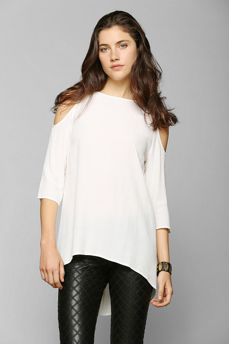 Urban Outfitters Sparkle Fade Cold Shoulder Tunic in White | Lyst