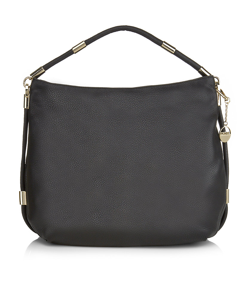 Dkny Large Crosby Leather Hobo Bag in Black (gold) | Lyst