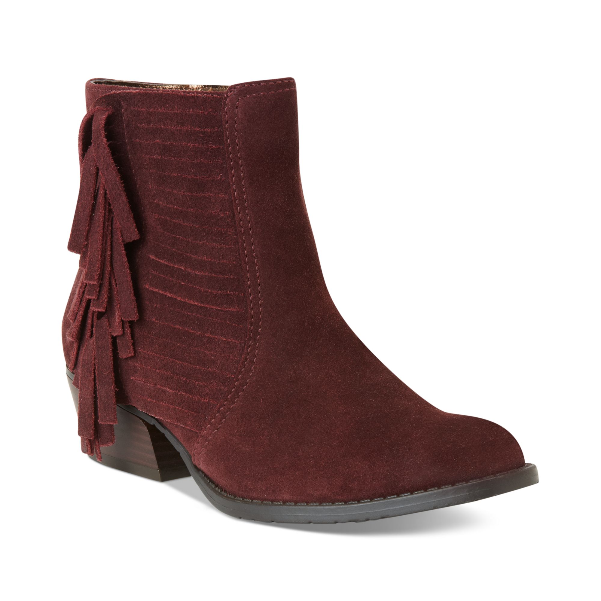 flat burgundy ankle boots