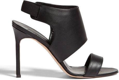 Manolo Blahnik Loyal Shield Leather Sandal in Black | Lyst