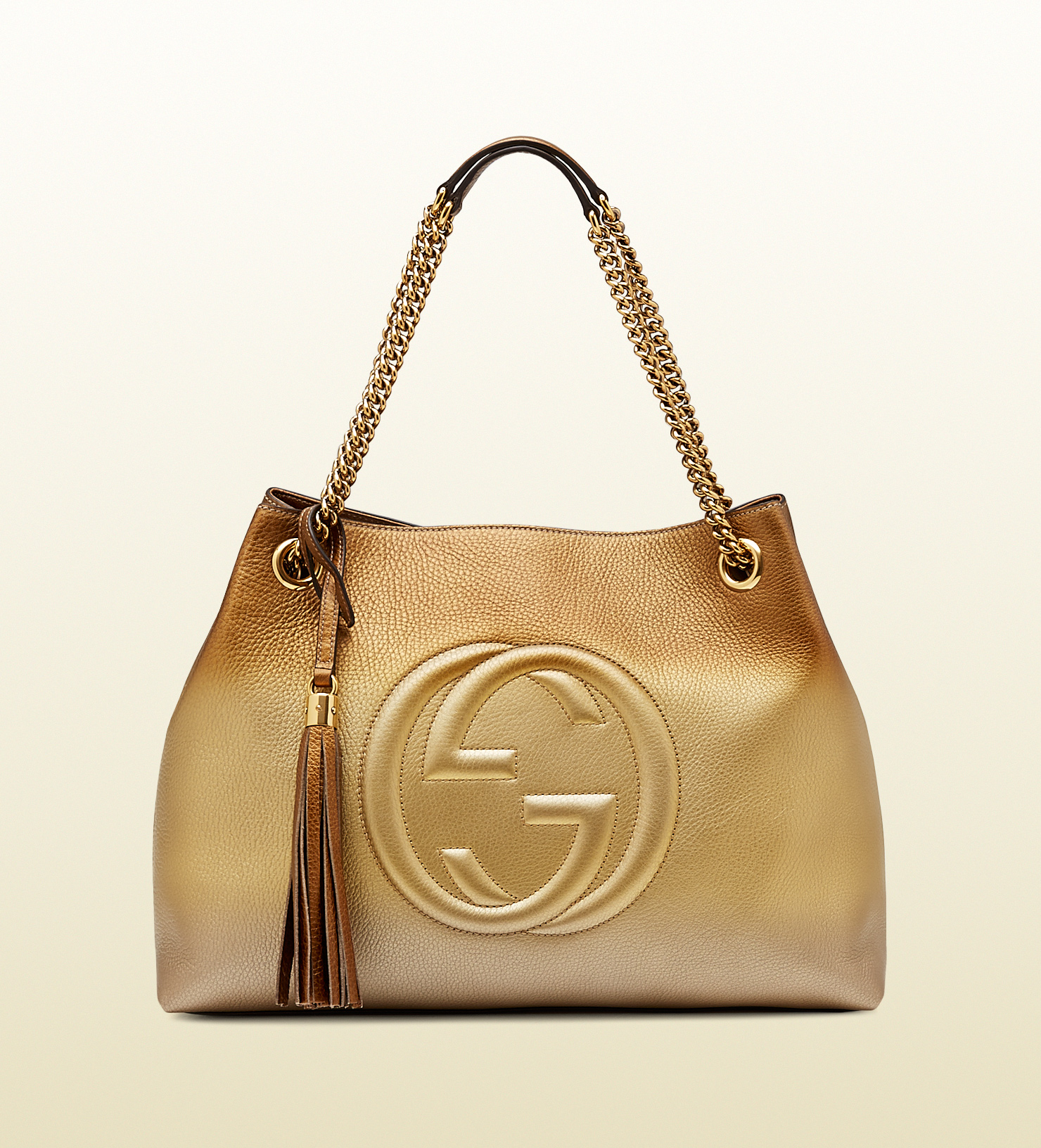 Gucci Soho Shaded Leather Shoulder Bag in Gold (beige) | Lyst