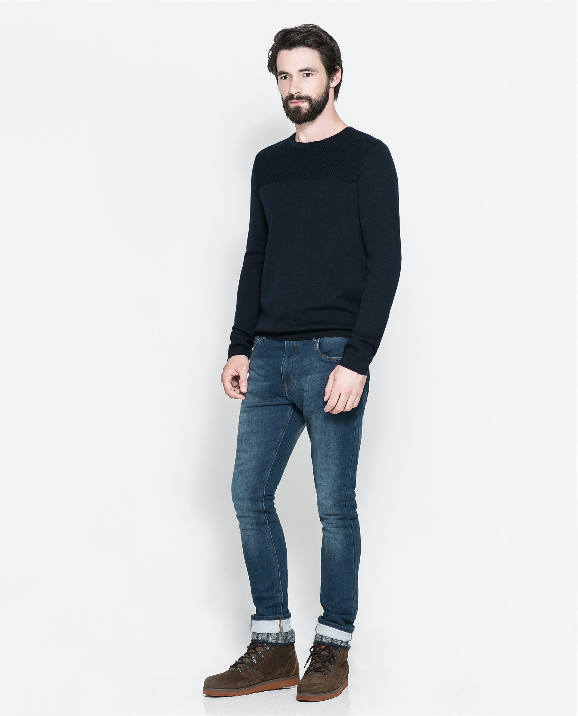 Zara Jumper with Structured Shoulder in Blue for Men (Navy blue) Lyst
