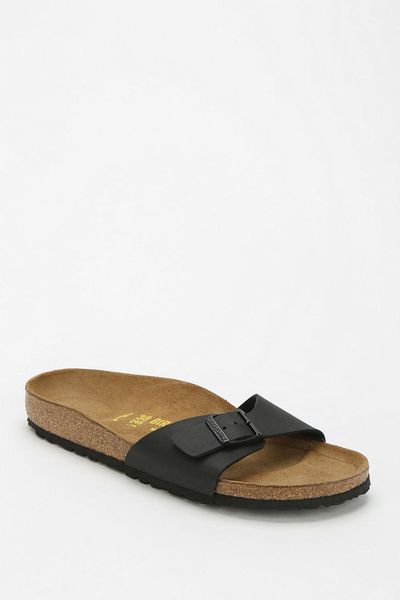 Birkenstock Madrid Patent Birko-Flor Slide Sandal in Black for Men ...